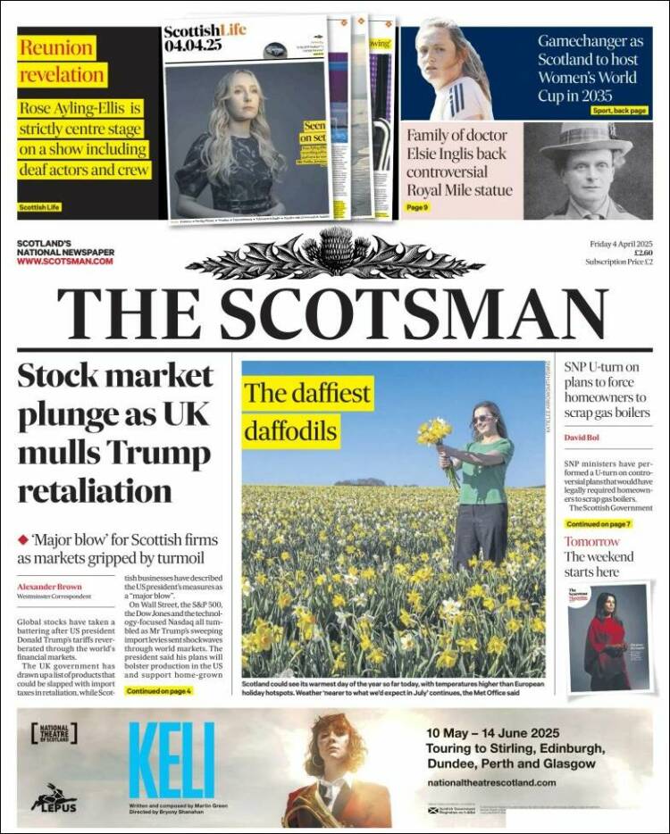 Portada de The Scotsman (Reino Unido)