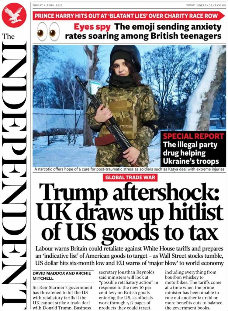 Portada de The Independent (Reino Unido)
