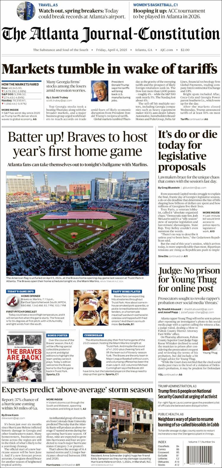 Portada de The Atlanta Journal-Constitution (USA)