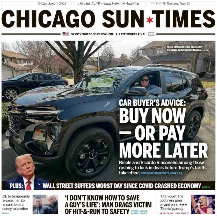 Portada de Chicago Sun-Times (USA)