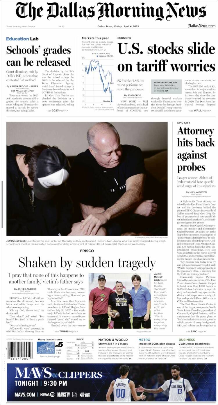 Portada de Dallas Morning News (USA)