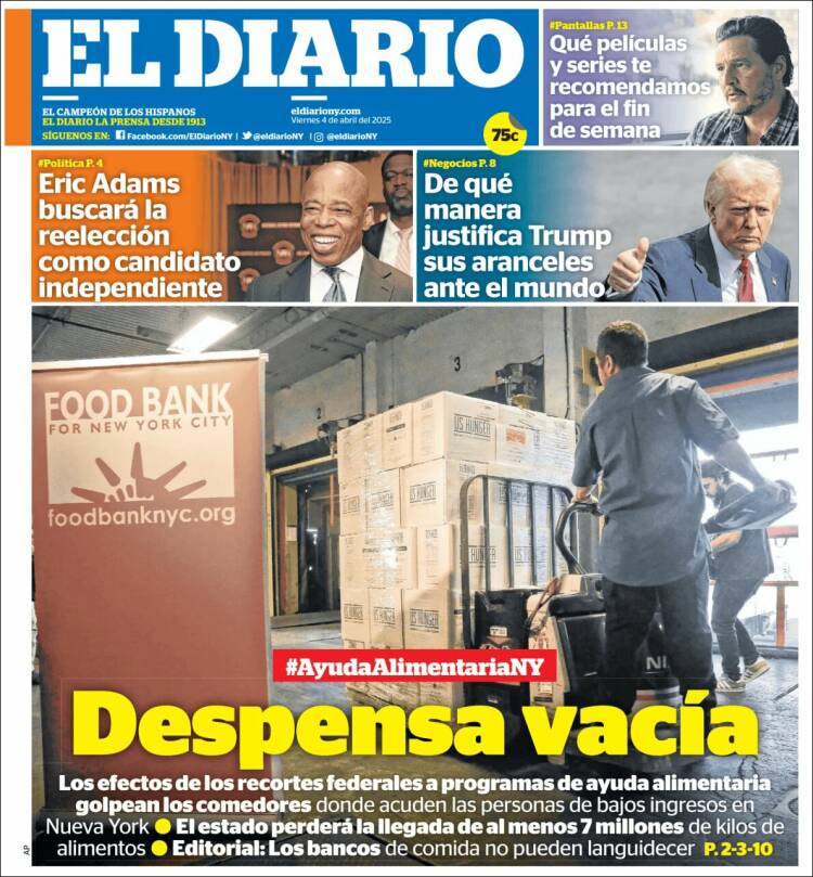 Portada de El Diario NY (USA)