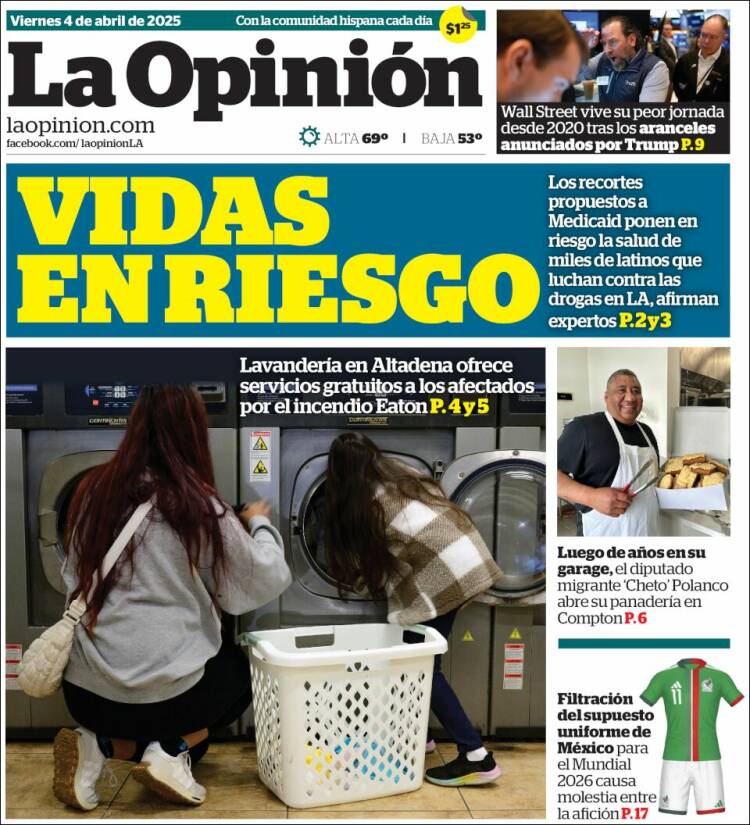Portada de La Opinión (USA)