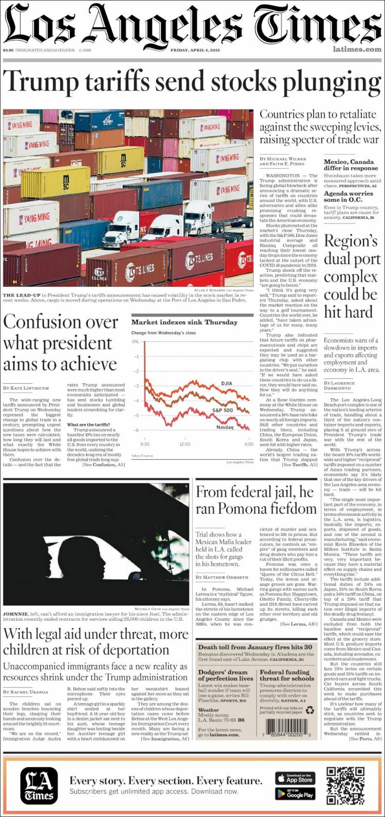 Portada de Los Angeles Times (USA)