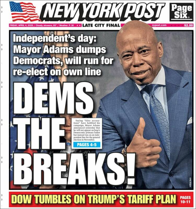 Portada de New York Post (USA)