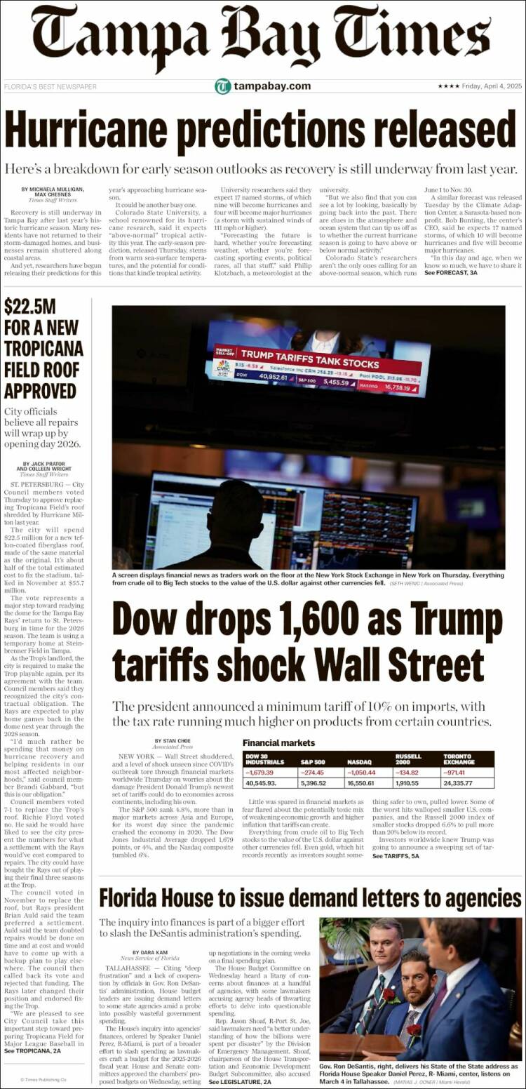 Portada de Tampa Bay Times (USA)