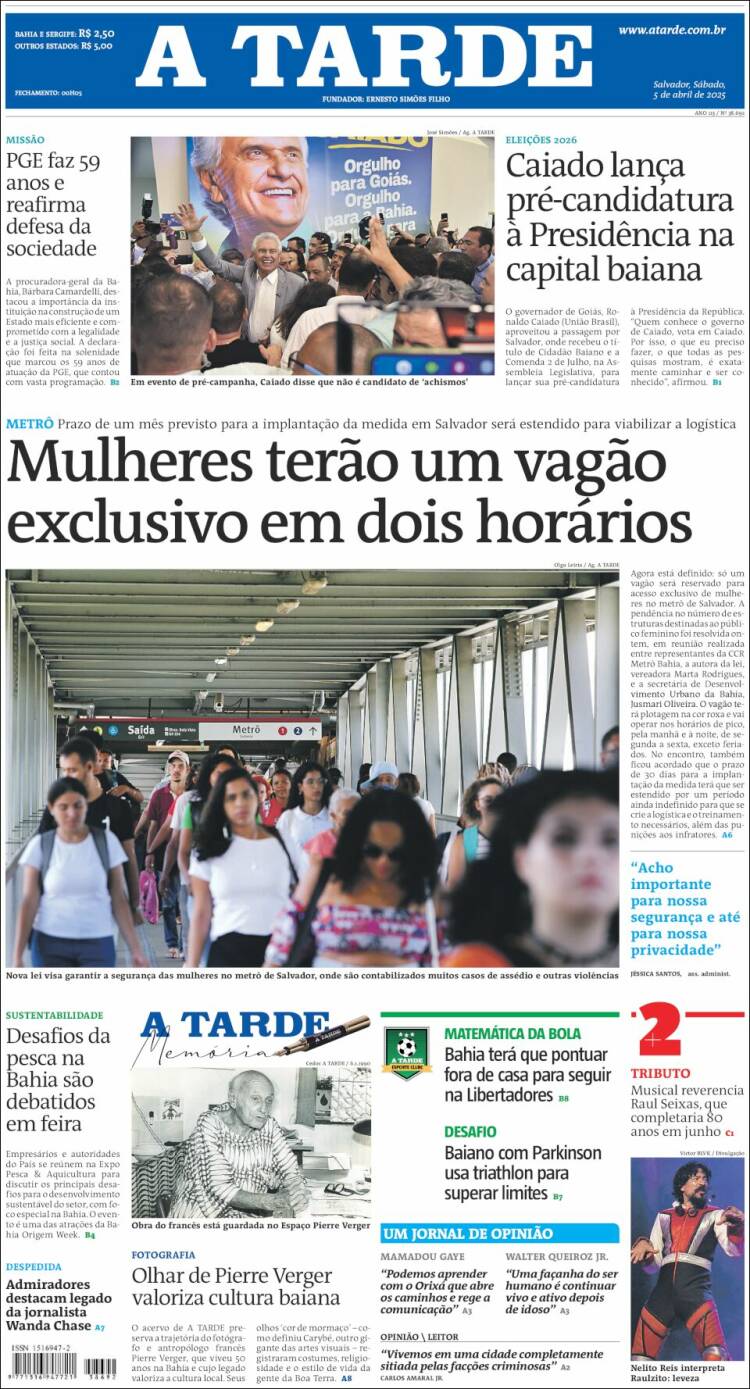 Portada de Diário A Tarde (Brasil)