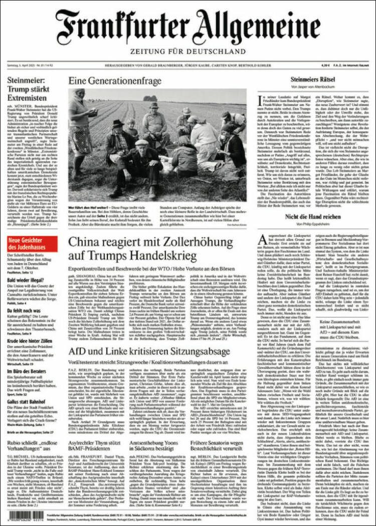 Portada de Frankfurter Allgemeine (Alemania)