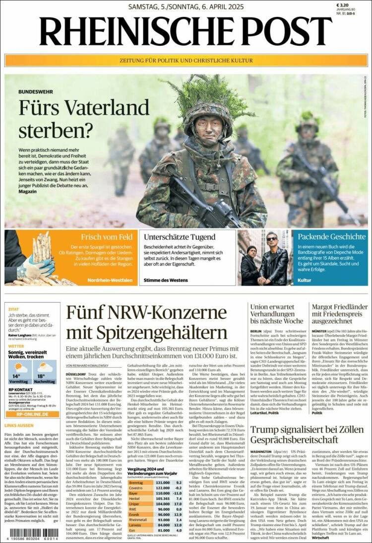 Portada de Rheinische Post (Alemania)