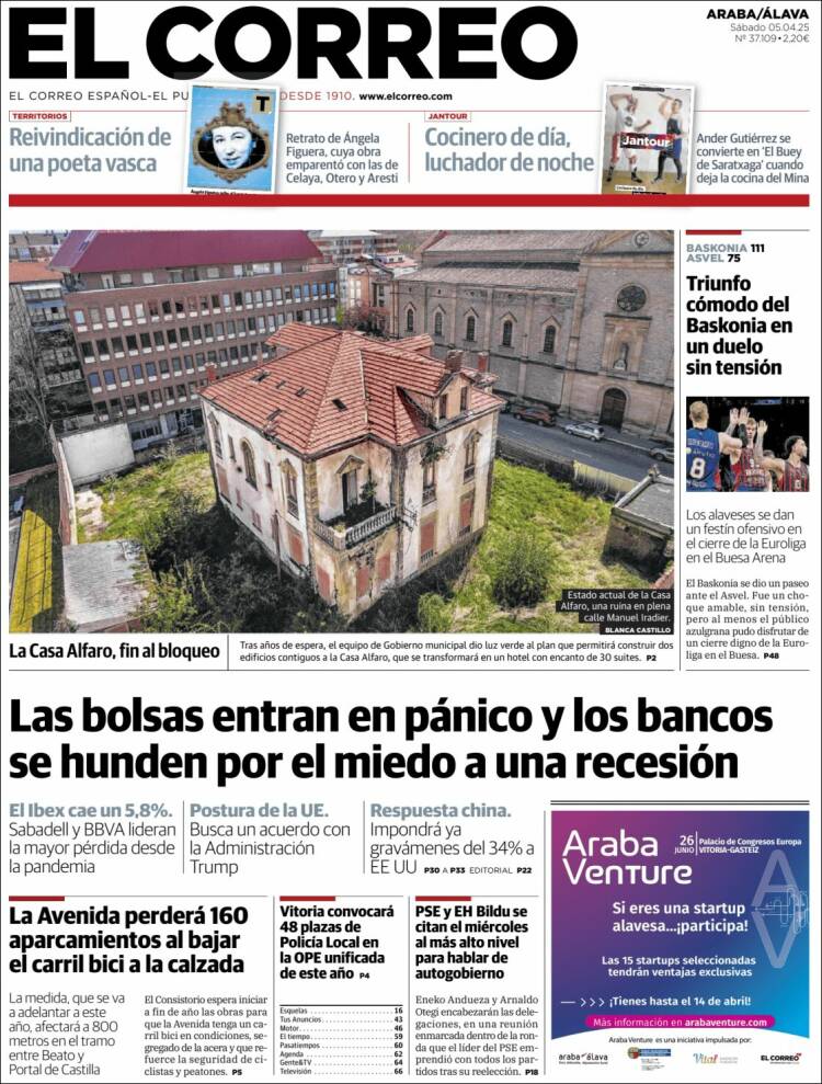 Portada de El Correo - Álava (España)