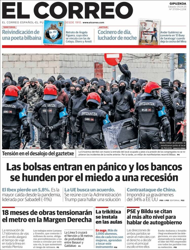 Portada de El Correo - Guipuzcoa (España)