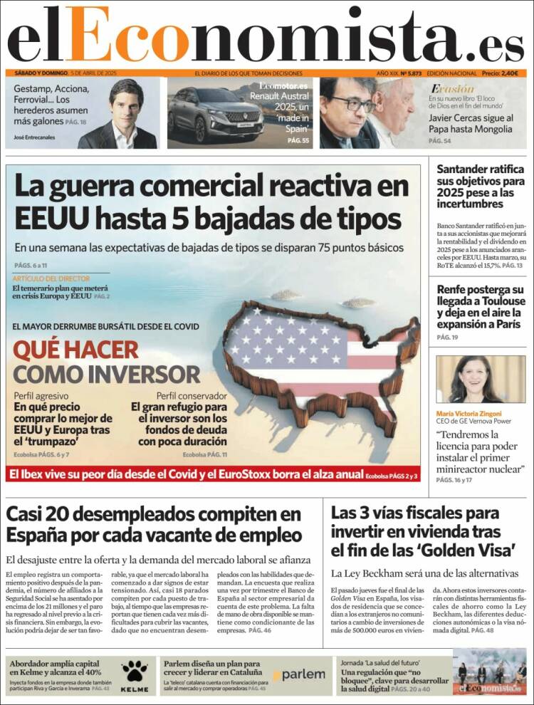 Portada de El Economista (España)