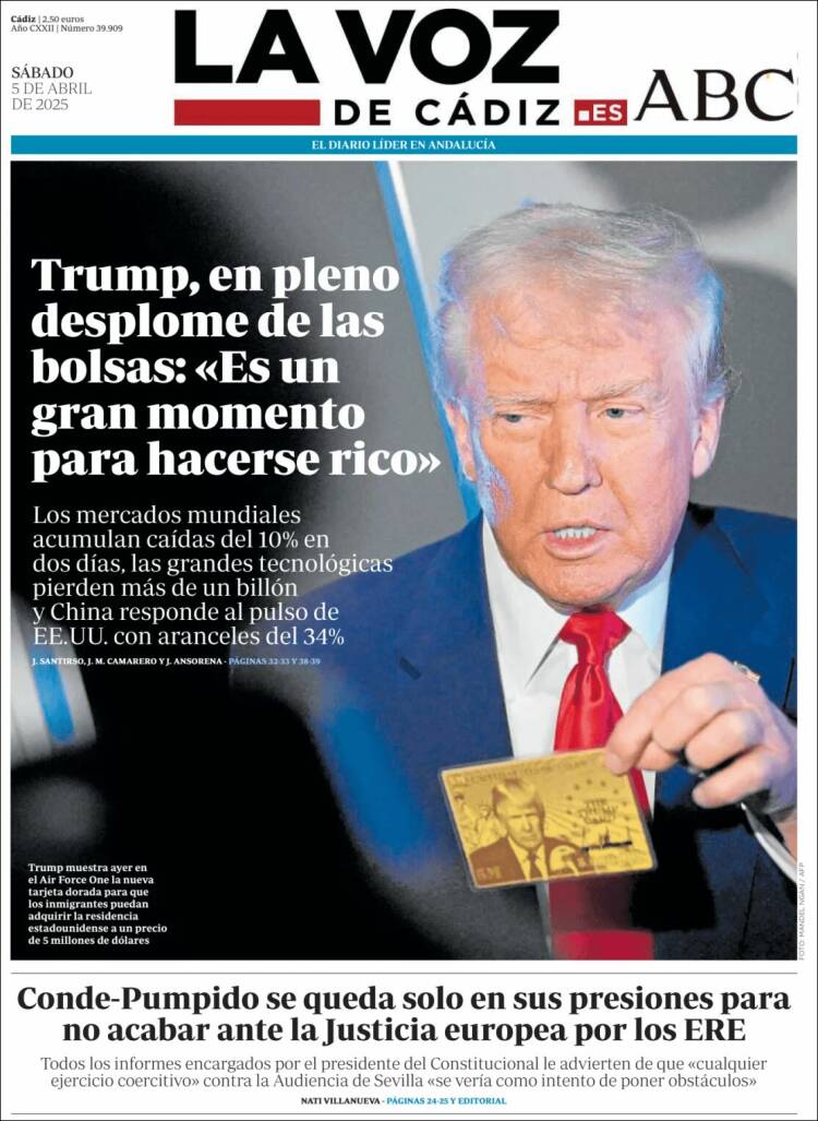 Portada de La Voz de Cádiz (España)