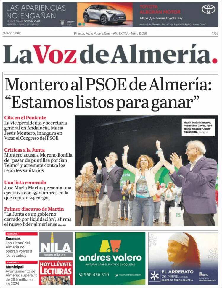 Portada de La Voz de Almería (España)
