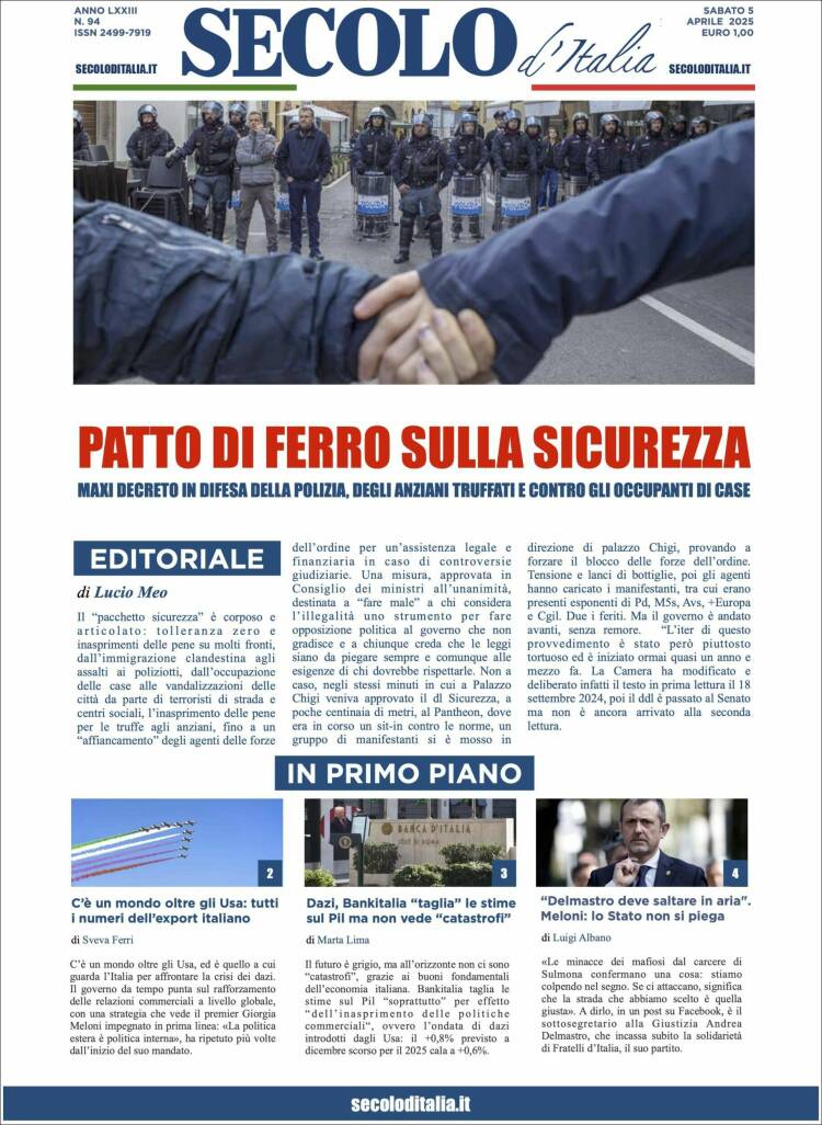 Portada de Secolo d'Italia (Italia)