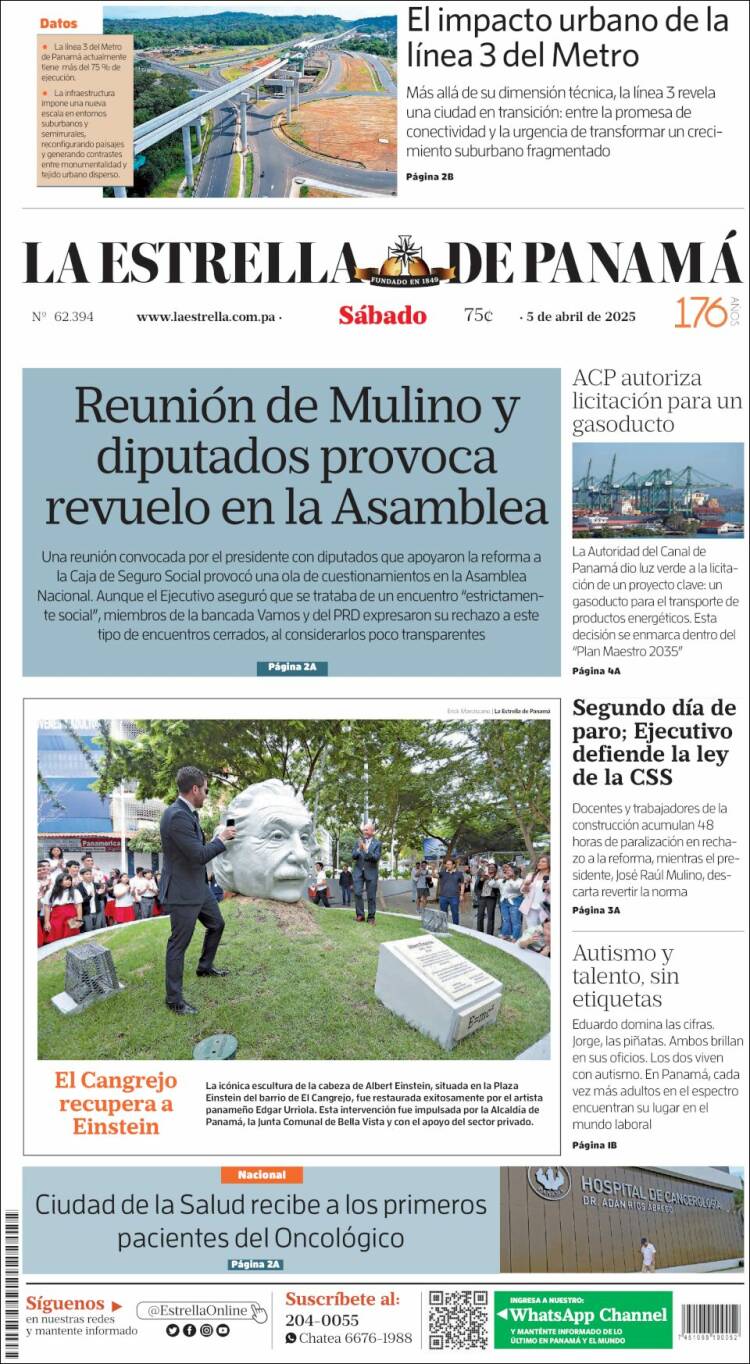 Portada de La Estrella de Panamá (Panam&aacute;)