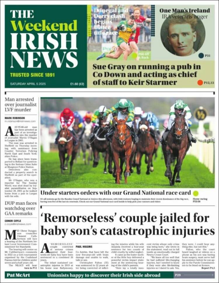 Portada de Irish News (Reino Unido)