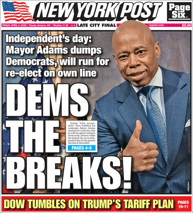 Portada de New York Post (USA)