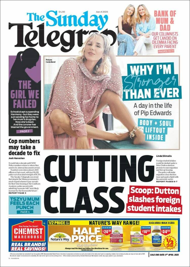 Portada de The Daily Telegraph (Australia)