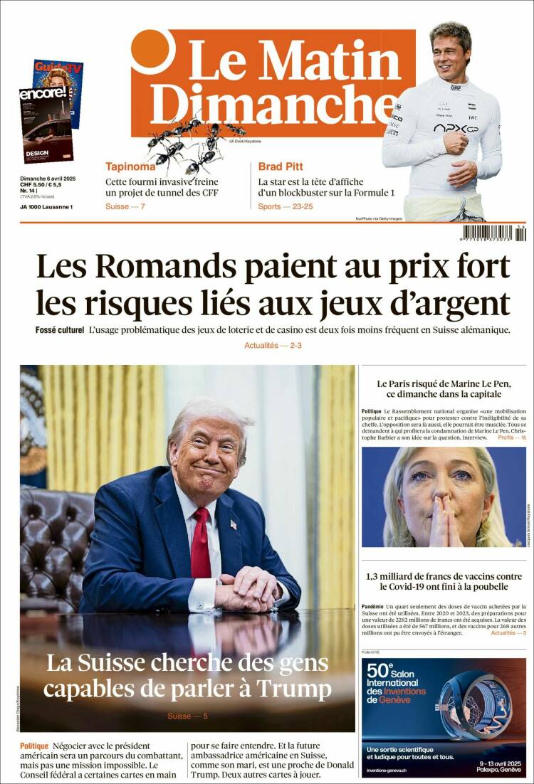 Portada de Le Matin (Suiza)