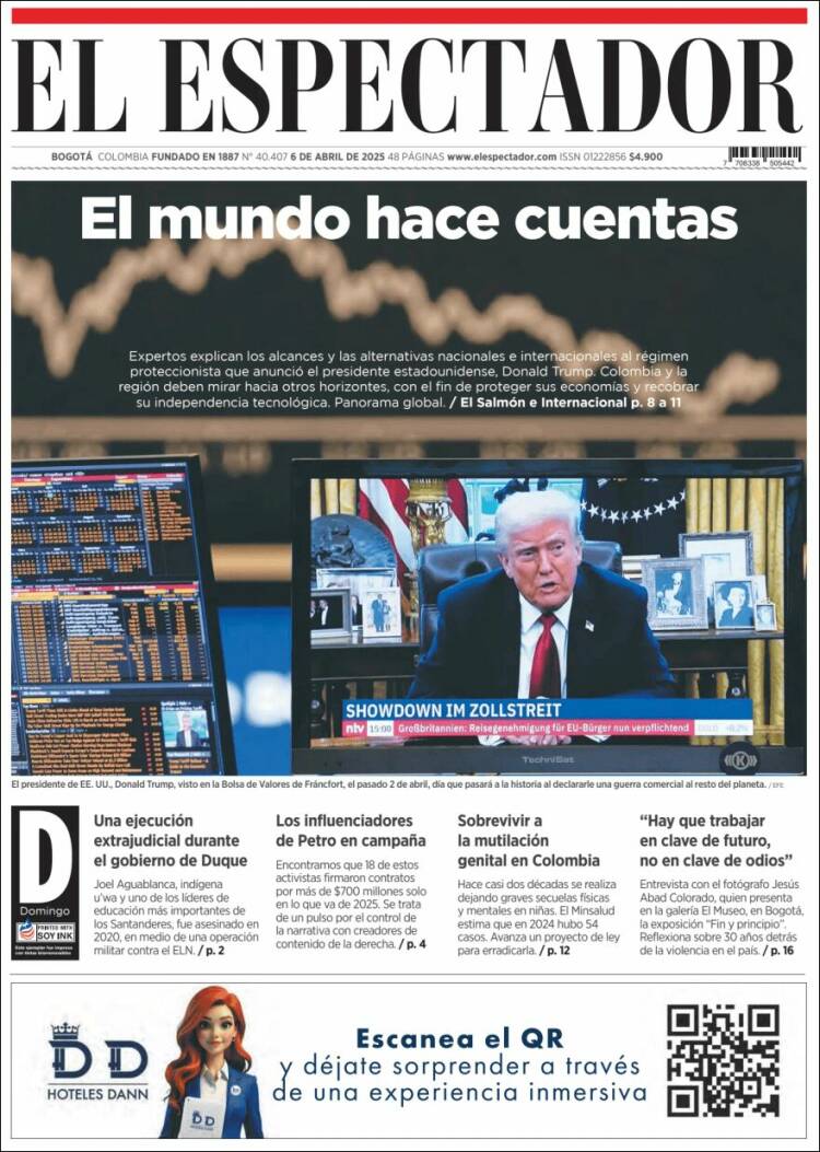 Portada de El Espectador (Colombia)