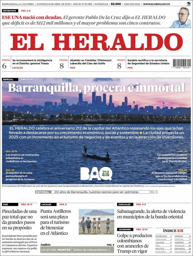 Portada de El Heraldo (Colombia)