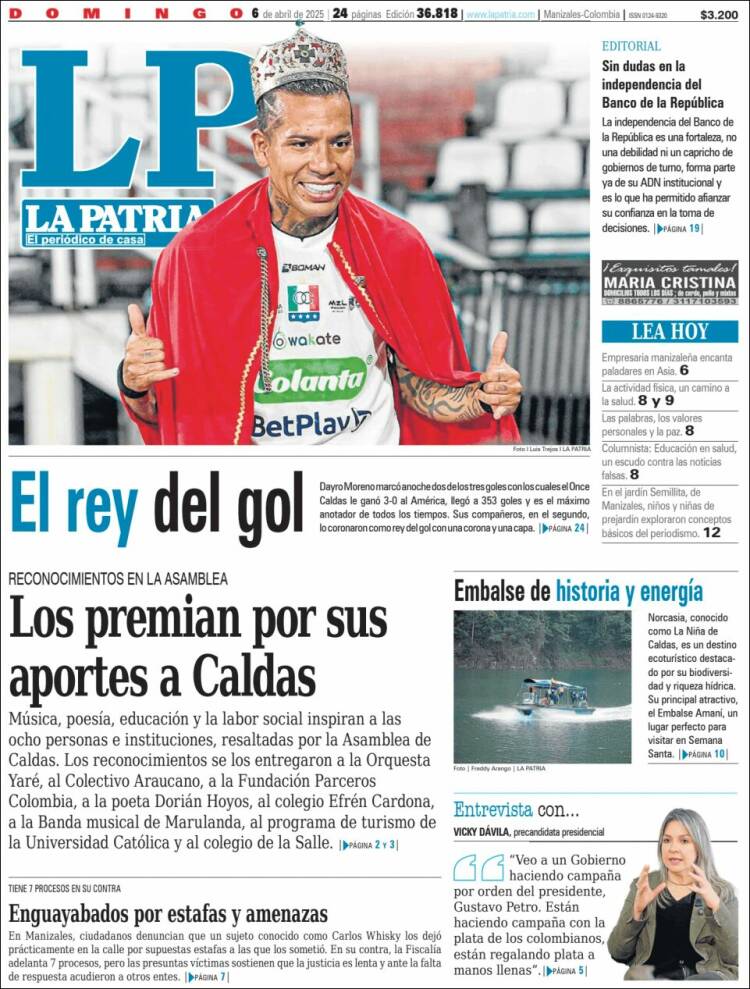 Portada de La Patria (Colombia)