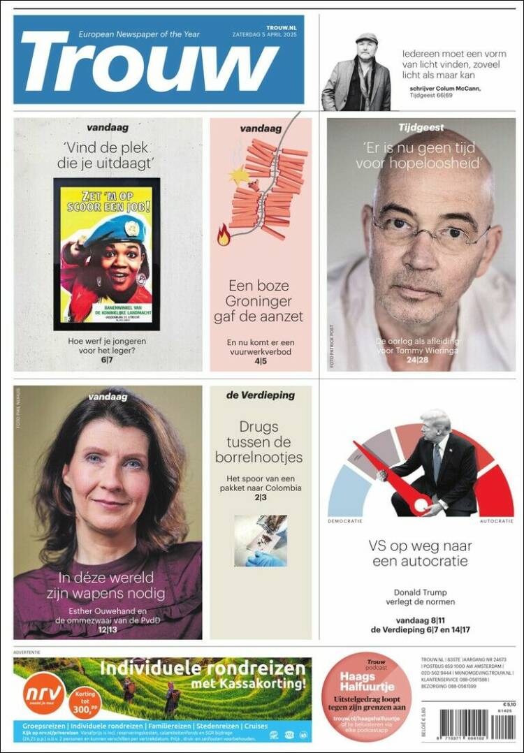 Portada de Trouw (Pa&iacute;ses Bajos)