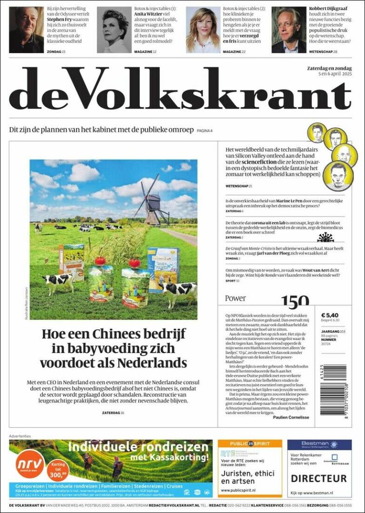 Portada de De Volkskrant (Pa&iacute;ses Bajos)