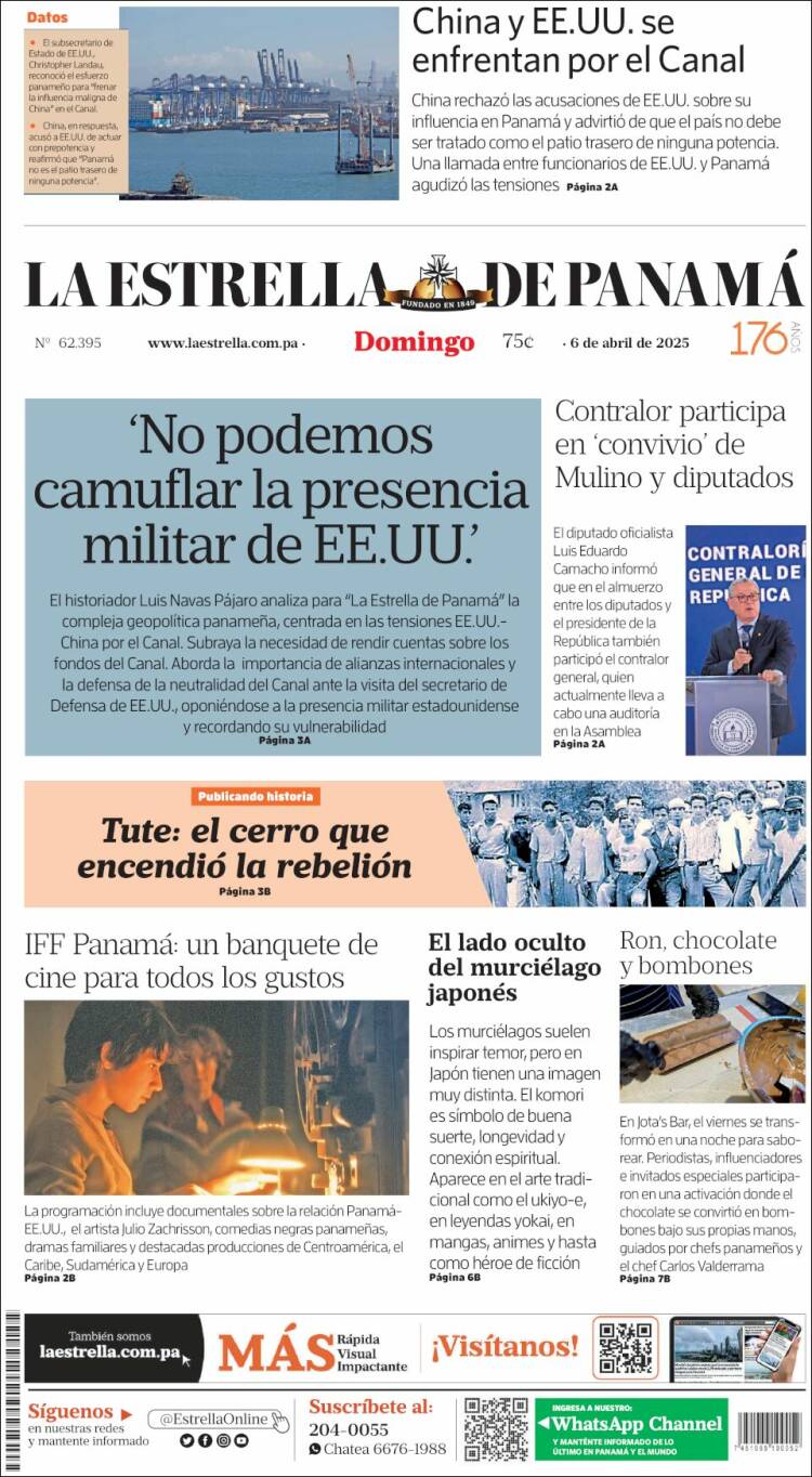 Portada de La Estrella de Panamá (Panam&aacute;)