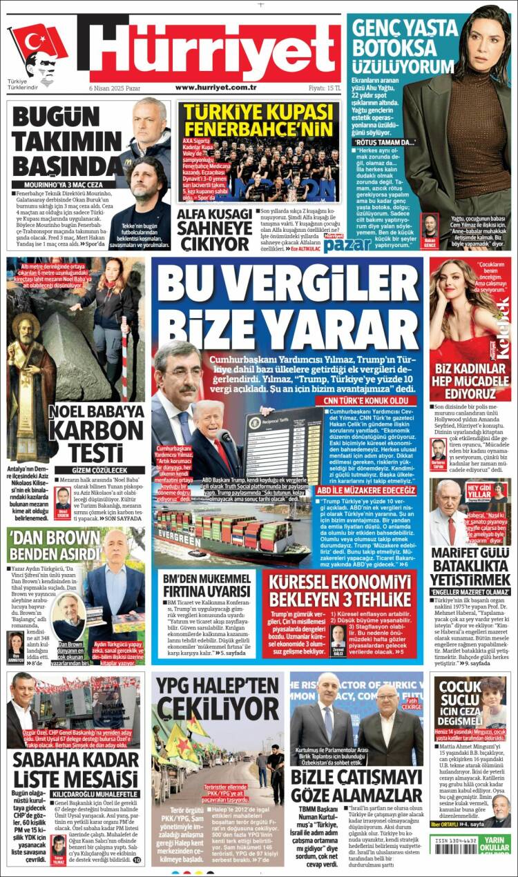 Portada de Hürriyet (Turqu&iacute;a)