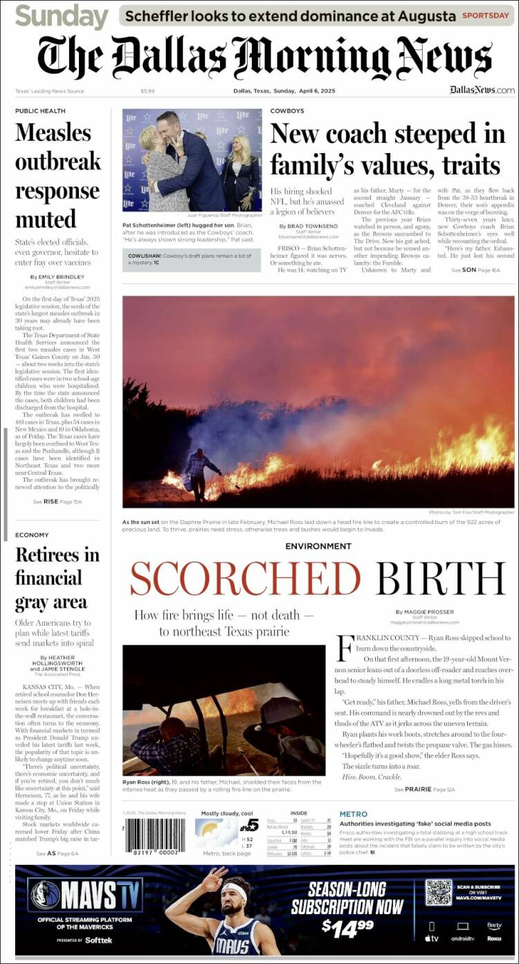 Portada de Dallas Morning News (USA)
