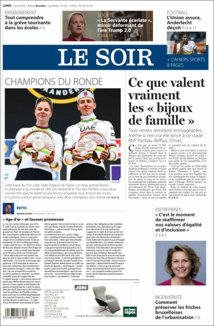 Portada de Le Soir (B&eacute;lgica)