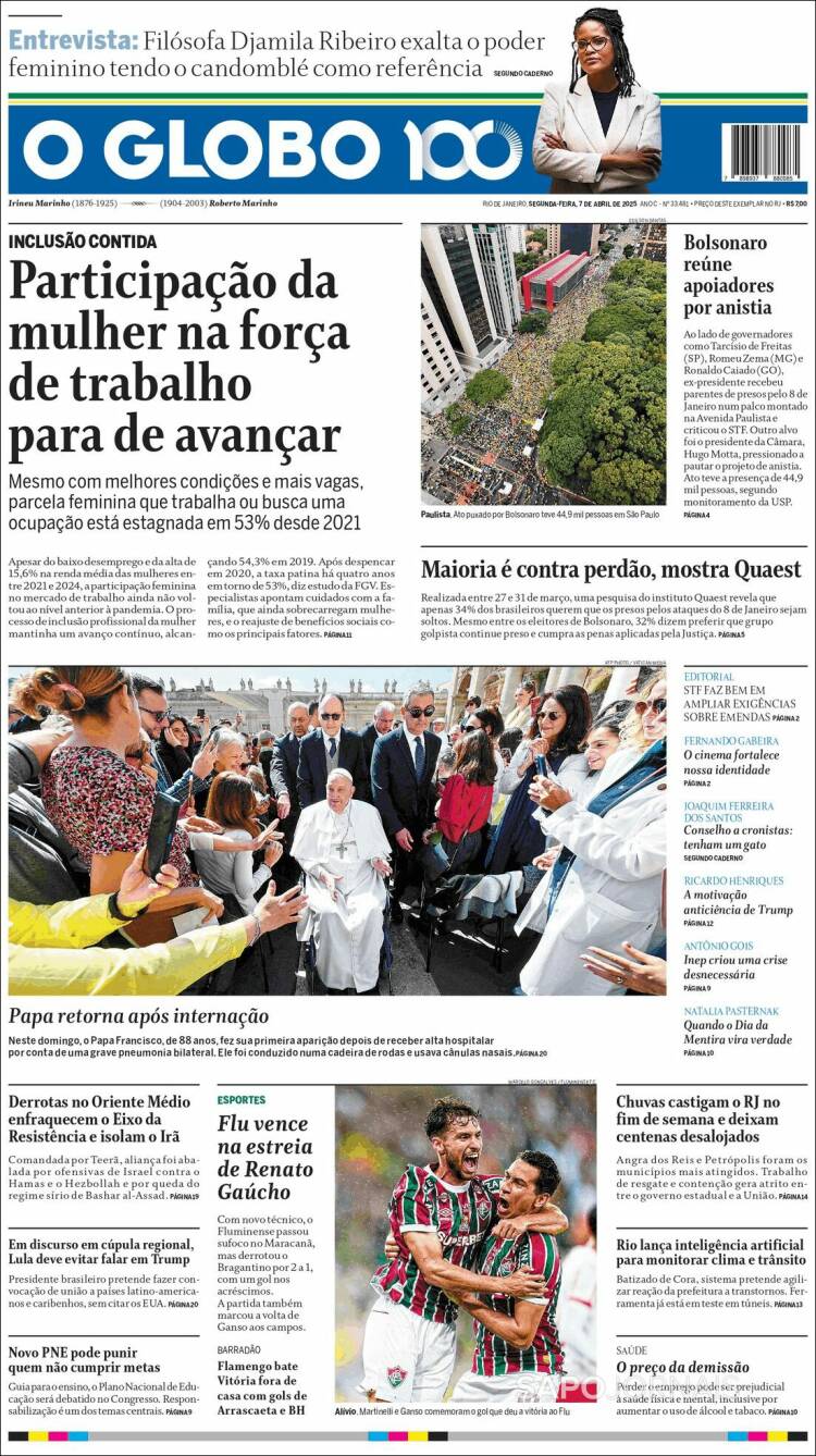Portada de O Globo (Brasil)