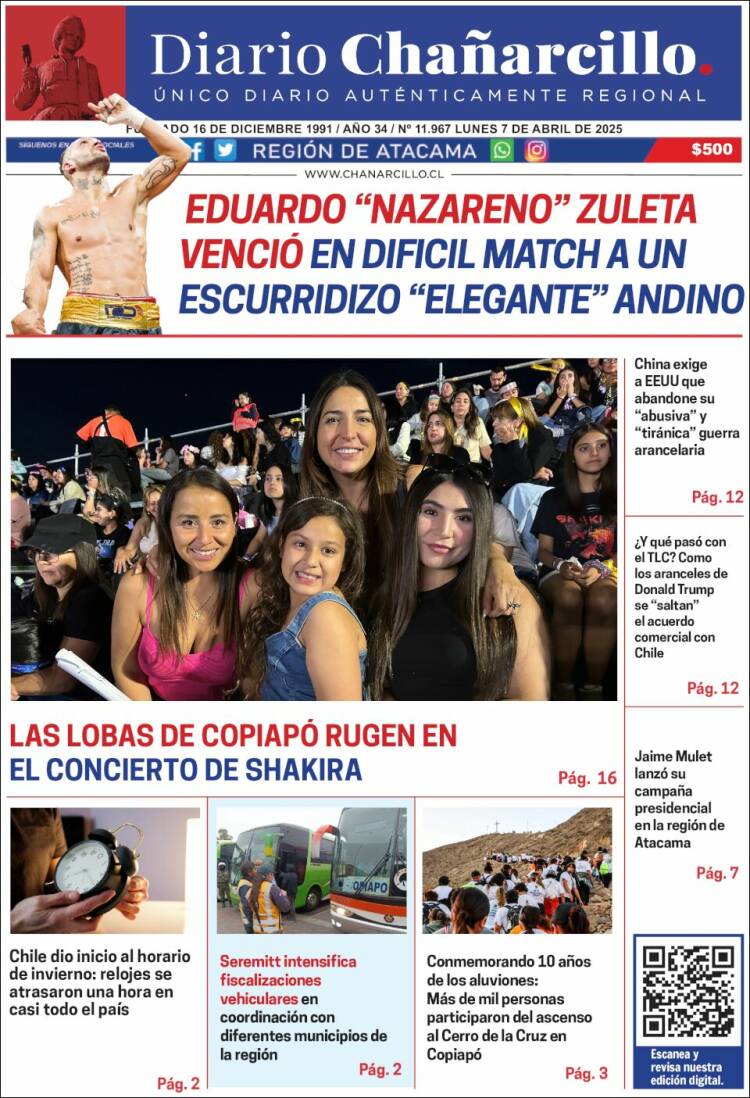 Portada de Diario Chañarcillo (Chile)