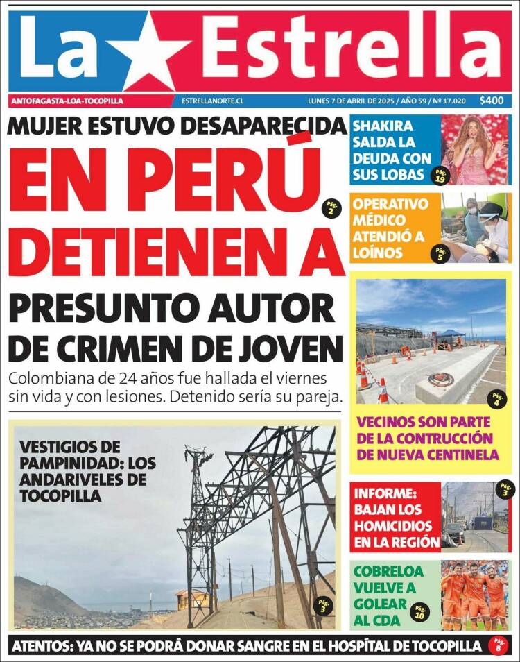 Portada de La Estrella del Norte (Chile)
