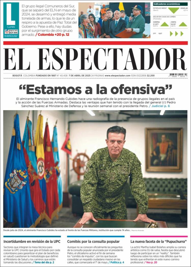 Portada de El Espectador (Colombia)