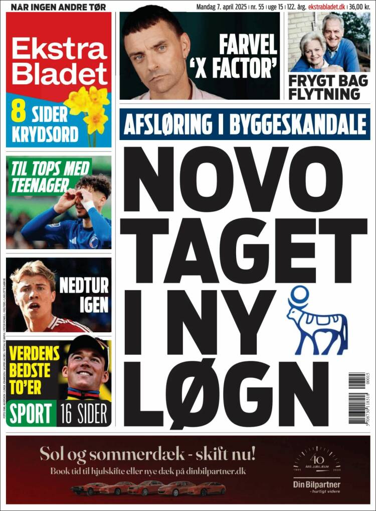 Portada de Ekstra Bladet (Dinamarca)