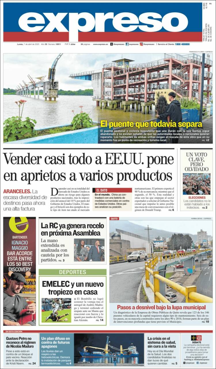 Portada de Expreso (Ecuador)