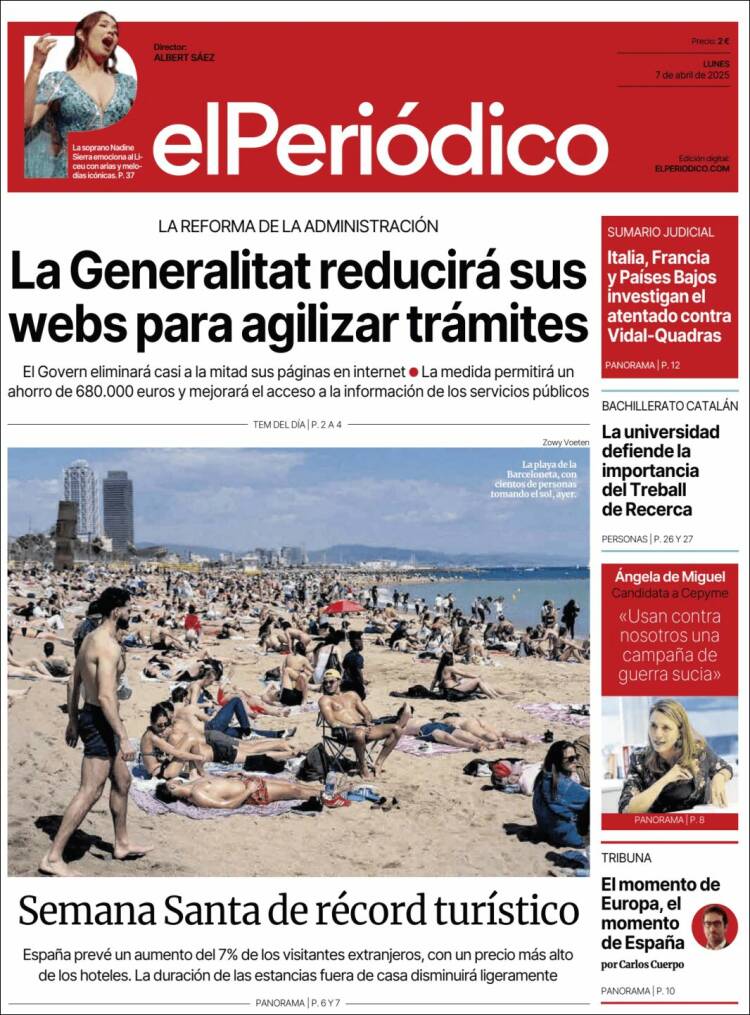 Portada de El Periódico (España)