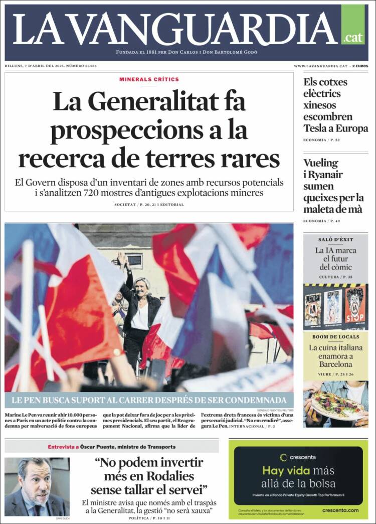 Portada de La Vanguardia (España)
