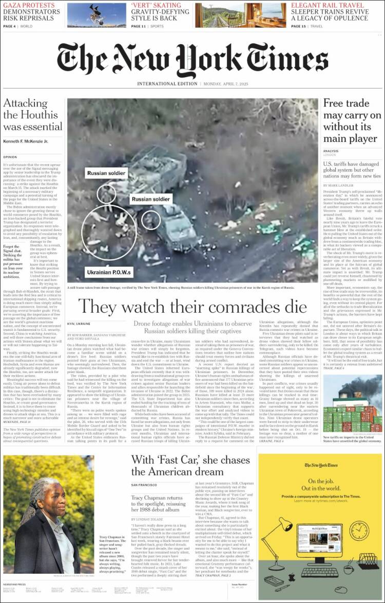Portada de International New York Times (Europa)