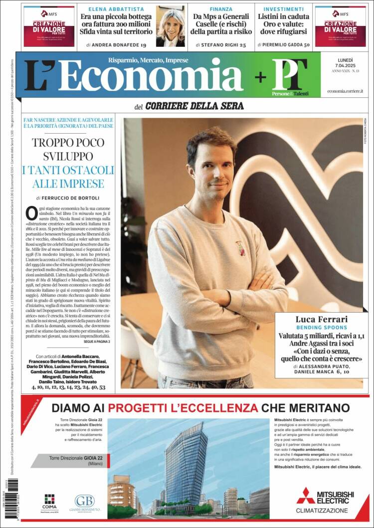 Portada de L'Economia (Italia)