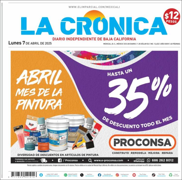 Portada de La Crónica de Baja California (México)