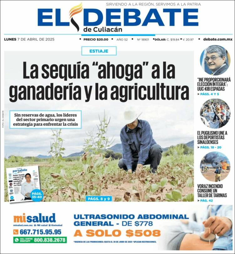 Portada de El Debate de Culiacán (México)