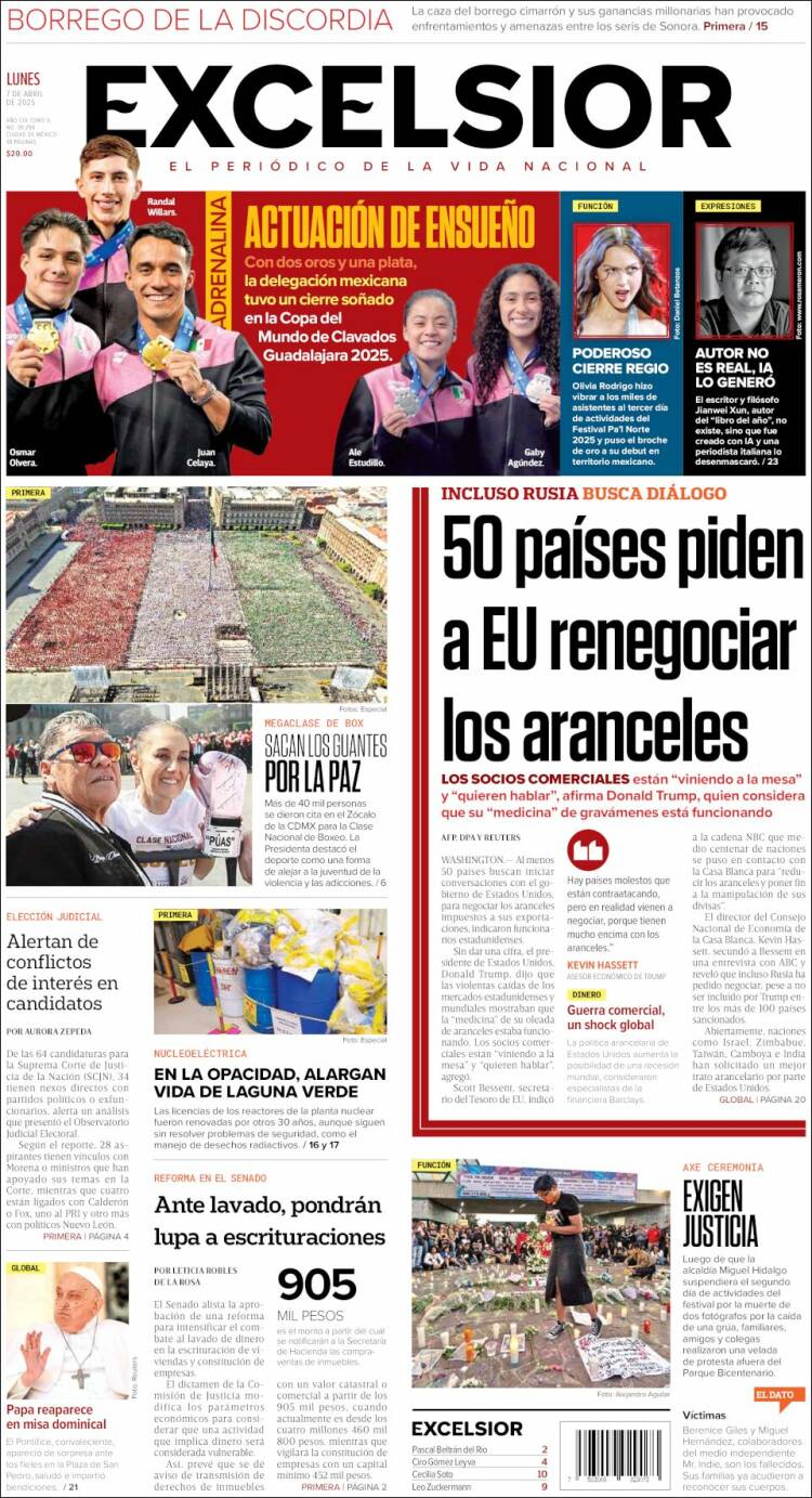 Portada de Excelsior (México)