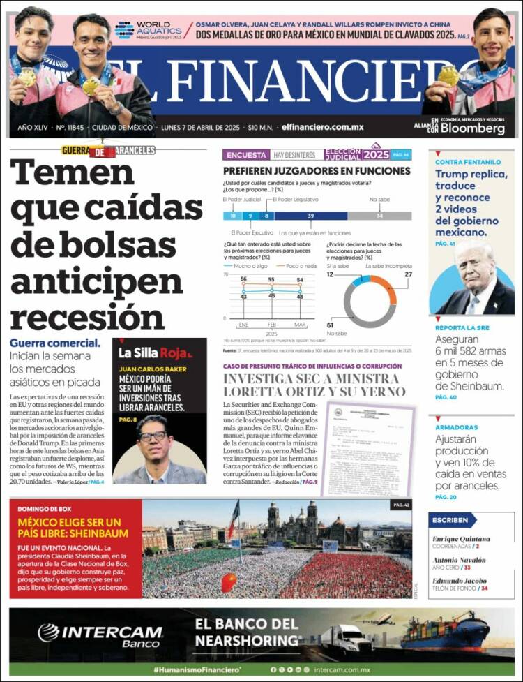 Portada de El Financiero (México)