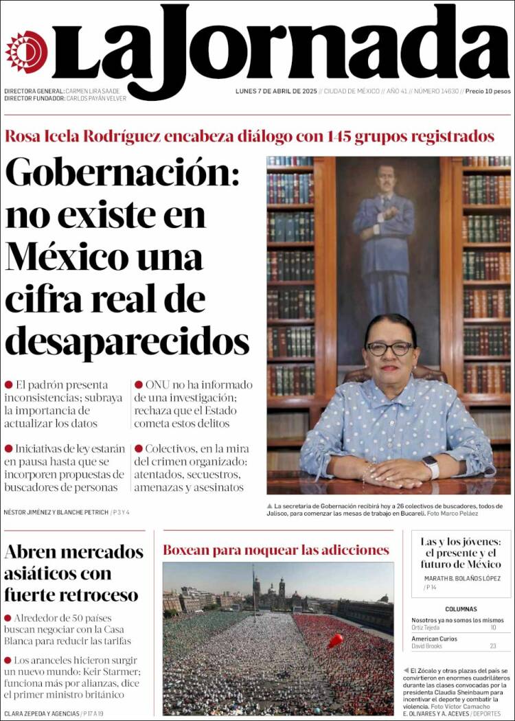 Portada de La Jornada (México)