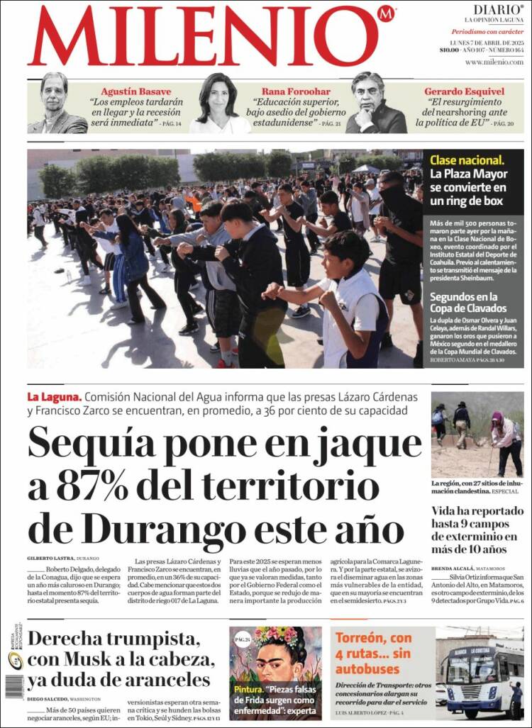 Portada de Milenio - Laguna (México)