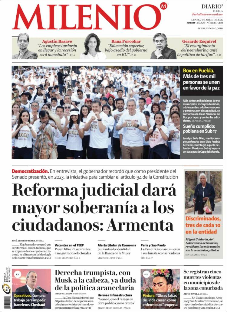 Portada de Milenio de Puebla (México)